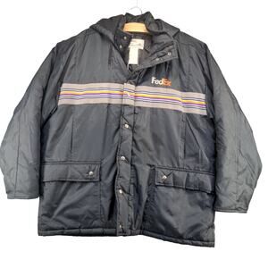 FedEx Stan Herman Men's Winter Coat Black XXL Actual 55x31.5 Vintage Striped